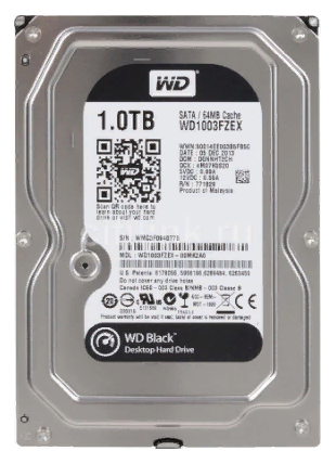 WD1003FZEX, Жесткий диск HDD SATA-III WD Original Black, 1ТБ, 3.5&quot;, 7200об/мин, 64Мб