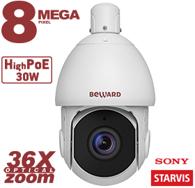 Beward SV5020-R36 (0.5-240°/сек) 8Mp Уличная купольная скоростная PTZ IP-видеокамера
