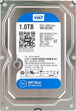 Western Digital WD10EZRZ Жесткий диск HDD SATA-III WD Caviar Blue, 1ТБ, 3.5&quot;, 5400об/мин, 64Мб