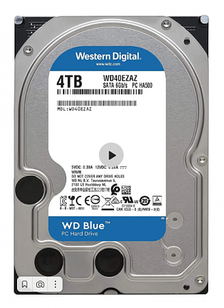 WD40EZAZ, Жесткий диск, HDD SATA-III WD Blue,4ТБ, 3.5&quot;, 5400об/мин, 256Мб