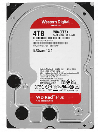 WD40EFZX, Жесткий диск HDD SATA-III WD Red, 4ТБ, 3.5&quot;, 5400об/мин, 128Мб, 6GB/S